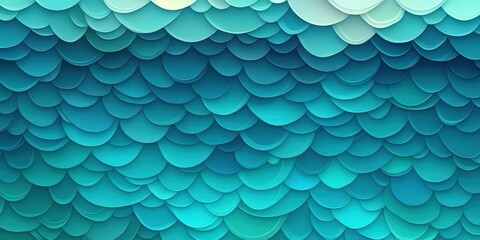 Aufkleber - Illustration of shimmering water texture in vibrant teal and aqua tones displaying a serene aquatic scene