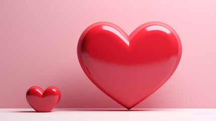 Poster - Valentine's Day card with shiny 3D heart in pink studio room
