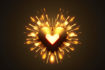 Aufkleber - Red heart for Valentine's Day. Realistic 3d heart as a symbol love exploded in powder and particles