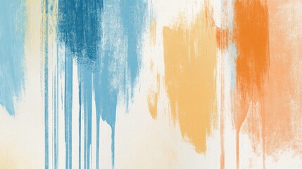 Aufkleber - Abstract pencil strokes composition featuring vibrant blue, orange, and yellow hues blending together for a modern artistic expression