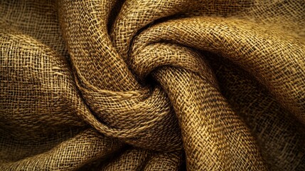 Poster - Textured brown and gold fabric twisted into a knot creating a visually appealing design element