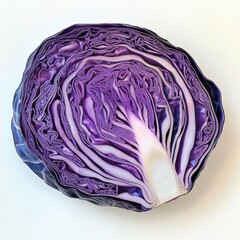 Poster - Vibrant purple cabbage cut in half showcasing intricate layers and textures for culinary inspiration