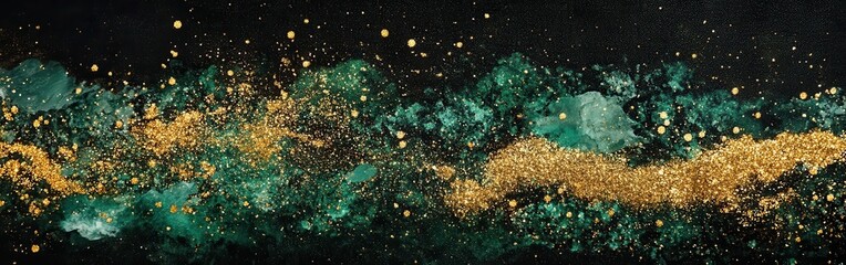 Aufkleber - Emerald green and gold sparkle decoration for artistic and celebratory events in an elegant backdrop