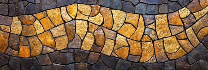 Poster - Elegant mosaic design featuring shades of brown and gold with a flowing pattern in a warm, inviting setting