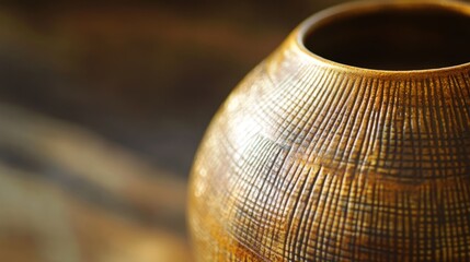 Poster - Beautifully textured brown and gold vase highlighting artistic craftsmanship and design details