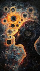 Poster - Mystical profile filled with cosmic elements depicting the vastness of thought and imagination