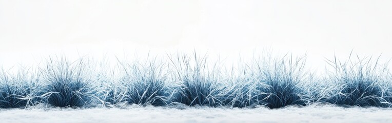 Fototapete - Minimalist icy blue grass creates a serene winter landscape in soft morning light