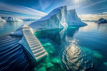 Wall Mural - Aerial View: Iceberg Infographic - 4 Steps to Success