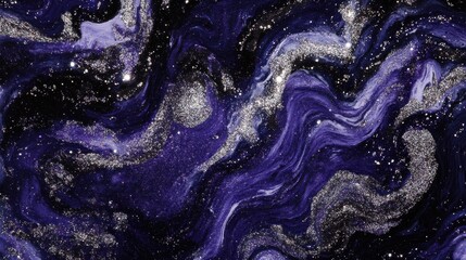 Poster - Cosmic-inspired design featuring deep purple swirls and shimmering accents across a dark background