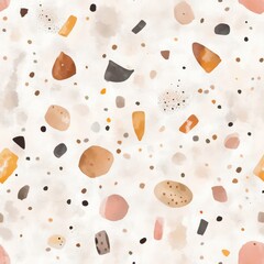 Aufkleber - Calming doodle watercolor pattern with smooth shapes in warm tones