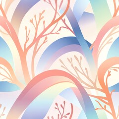 Wall Mural - pastel rainbow branches: dreamlike abstract art