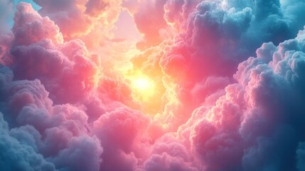 Colorful sunset cloudscape, aerial view, hope, design