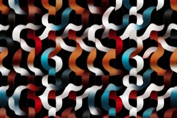 Leinwandbilder - Abstract design featuring colorful interlocking shapes with smooth curves on a dark background