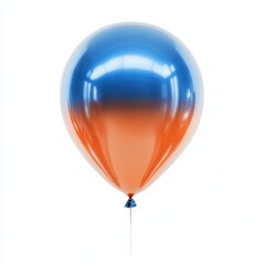 Wall Mural - Blue and orange gradient balloon on white background. Shiny metallic finish. Festive decoration. Party supplies. Celebration. Air filled. Simple