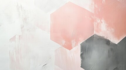 Poster - Elegant white background with soft pastel hexagonal shapes creating a calm minimalist atmosphere