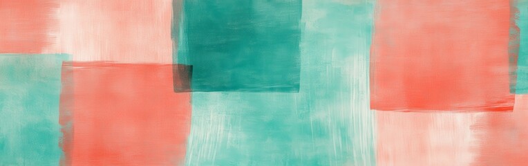 Poster - bright and vibrant abstract design with pencil strokes in coral and teal shades