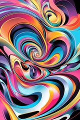 Poster - Colorful swirling abstract design with vibrant patterns and curves showcasing a dynamic artistic expression