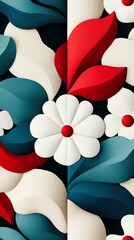 Leinwandbilder - Vibrant floral pattern design featuring bold colors and intricate shapes in a contemporary style
