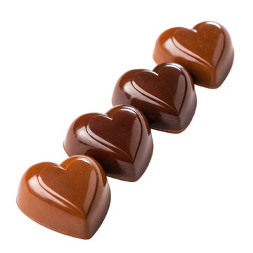 heart shaped chocolate candies isolated on transparent background