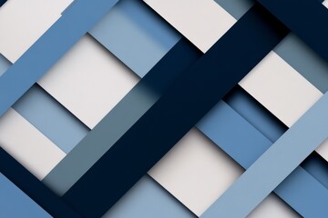 Leinwandbilder - Abstract composition of layered blue and white geometric shapes with diagonal arrangement showcasing modern design aesthetics