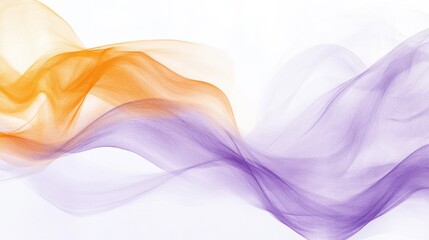 Poster - Abstract pencil strokes create dynamic flow of colors in a serene composition with orange and purple hues