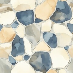 Aufkleber - Colorful watercolor doodle of whimsical stones creating a playful pattern on a sunny day