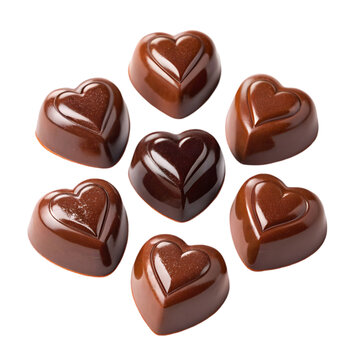 heart shaped chocolate candies isolated on transparent background