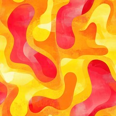 Poster - Vibrant watercolor doodle background with fluid shapes in warm colors for creative designs and art projects