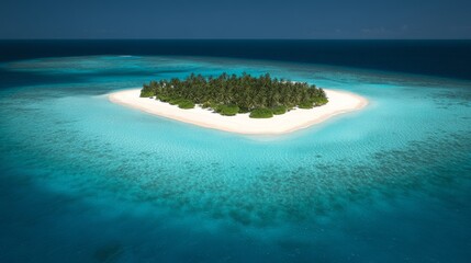 Poster - This tropical island in Thailand features pristine white sandy beaches surrounded by crystal-clear turquoise waters, reflecting a vibrant sunlit atmosphere