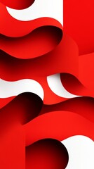 Leinwandbilder - Abstract red and white paper curves and waves create a dynamic visual texture in contemporary design
