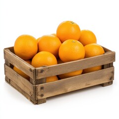 Aufkleber - Fresh oranges in a rustic wooden crate ready for market on a sunny day
