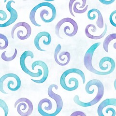 Poster - Swirling watercolor doodles in soft shades of blue and purple create a playful and whimsical atmosphere for art enthusiasts