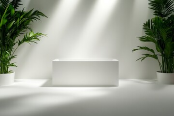 Poster - Bright and inviting bathroom features a sanitized white bathtub surrounded by lush plants, highlighting a fresh, modern aesthetic in a minimalist design