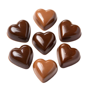 heart shaped chocolate candies isolated on transparent background