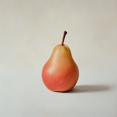 Aufkleber - Ripe pear with a soft blush of red on a neutral background in a bright setting