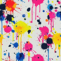 Poster - Radiant doodle cartoon watercolor patterns featuring vibrant splashes of color on a clean white background