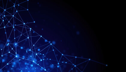 Poster - Blue abstract background featuring a complex network of interconnected points suitable for technology and science blue theme