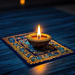 Vibrant Diwali Festive Banner Featuring Ornate Diya Lamp Design