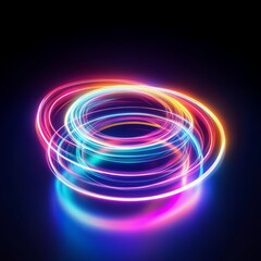 Poster - Vibrant and swirling neon rings glow brightly in the darkness, creating a truly mesmerizing threedimensional effect with radiant colors that blend together beautifully and captivate the senses