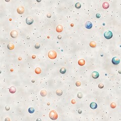 Poster - Gentle watercolor doodle of colorful bubbles floating against a soft gray background