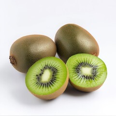 Poster - Sliced kiwi fruit showcasing vibrant green flesh and black seeds, perfect for healthy recipes and fresh dishes