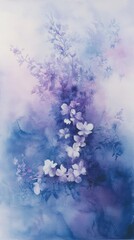 Aufkleber - Dreamy watercolor artwork featuring delicate blue hues with floral motifs in a serene atmosphere