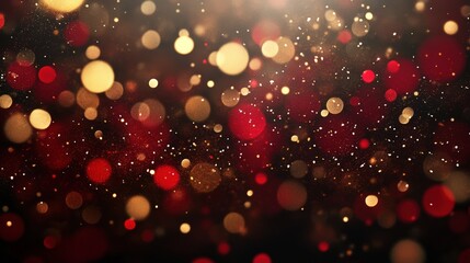 Poster - sparkling red and gold glitter bokeh background for celebrations and festive occasions with soft foc