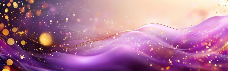 Poster - Dreamy abstract background with soft waves and golden sparkles creating a serene atmosphere