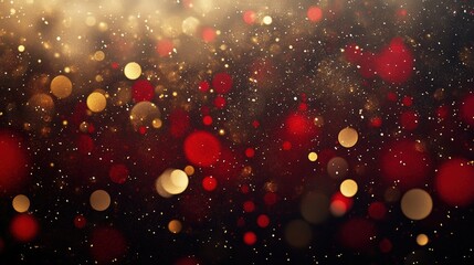 Poster - sparkling red and gold glitter bokeh background with dynamic light effects for festive and holiday c