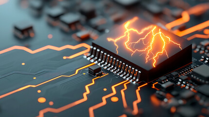 Poster - explosive technology innovation revealed circuit board energy surge electronic components high-tech 