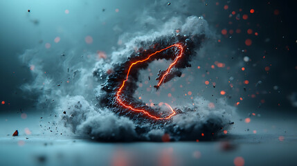 Poster - Dynamic lightning shape formation abstract studio environment digital artwork vaporous clouds close-up perspective energy and motion concept