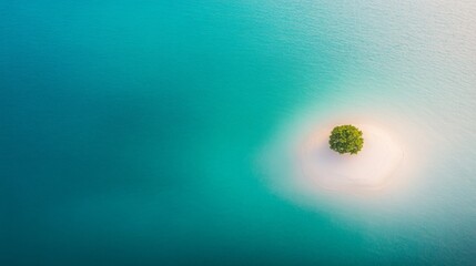 Poster - Experience a serene tropical landscape featuring turquoise waters gently lapping against white sandy shores under clear skies with a solitary palm tree
