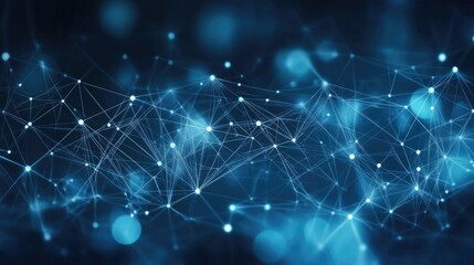 Abstract blue technology background with connection lines and dots