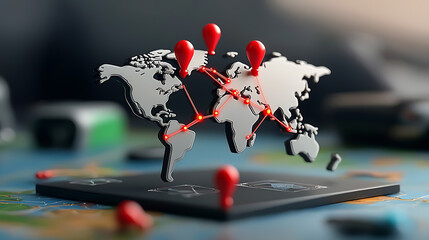 Poster - Global networking event map visualization digital environment 3d design geolocation insights modern technology perspective mapping connections for seo impact